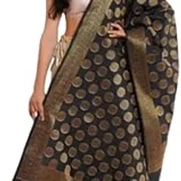 Banarasi Silk Dupatta for Women, Black and Gold Polka Dot Pattern, Traditional Ethnic Wear, Decorative Border-picture-56