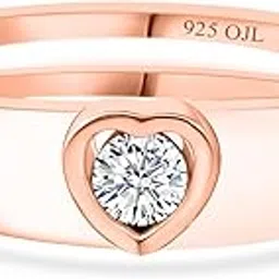ornate jewels 925 Silver 0.2 Carat Rose Gold Plated American Diamond Heart Solitaire Adjustable Ring for Women & Girls | With Certificate of Authenticity and 925 Stamp | Life-time Warranty*-picture-43