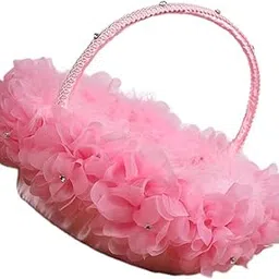 Enakshi (LABEL) Creations Flower Girl Basket Decor Lace Fariy Wedding Basket for Restaurant Hotel Yard PinkHome & Garden|Wedding Supplies|Ring Pillows & Flower Baskets-image-84