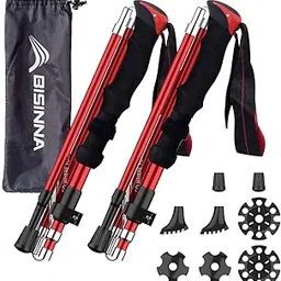 BISINNA Collapsible Trekking Hiking Poles- 2 Pack Folding Aluminum Walking Sticks with Quick Lock System 4 Season Accessories,Telescopic, Adjustable, Lightweight for Men Women-picture-10