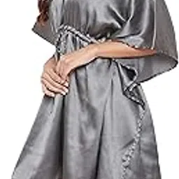 riara Satin Nighty Short Kaftan Plus Size Kimono Sleeve with Robe Style Nightdress Sleep Wear Tunic for Women-picture-14