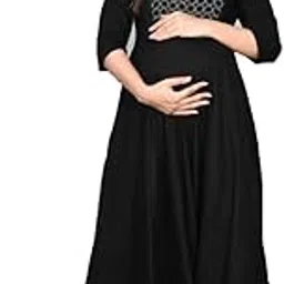 negen Rayon Maternity Dresses for Women with Feeding Zip - Breastfeeding Maternity Gown Kurti for Pregnant Women - Nursing Pre and Post Pregnancy Wear-picture-41