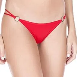 Women's Comfortable Polyester Spandex G Strings Sexy Double Metal Ring Strappy Thong T-Back Panties, Free Size,-picture-24