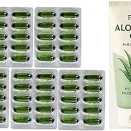 Vitamin E 400mg 5Strips-50Capsules and Pure Aloe Vera Gel for hair & Skin -100 ML image 1