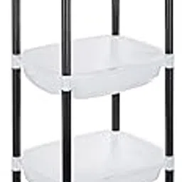Amazon Brand - Solimo Five-Tier Multipurpose Plastic Rack for Kitchen, Living Room, Bathroom (XL, Black and White)-picture-23
