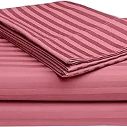 Premium Satin Stripes Bedsheet for Double Bed King Size with 2 Pillow Covers | Cotton Feel Soft Fabric | Luxury Bed Sheet King Size & Queen Size Options Pink Color-picture-20