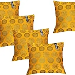 Broacade Duion Silk Designer Cushion Cover ||20x20 inches (50x50 cms)||5 pc Set|| (Yellow)-picture-50