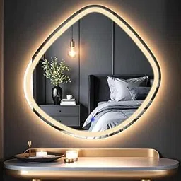 ALFA Design Irregular LED Bathroom Mirror for Wall,Front Lighted, 24" Irregular LED Mirror with, Dimmable, Dimmable, Semi Circle Frameless Makeup Mirror for Bathroom, Explosion-Proof (Frontlite)-image-5