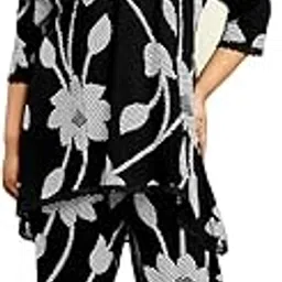 globus Women Button Down Placket Woven Design Crop Top With Straight Pants Fusion Co-Ord Set-picture-20