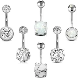 modrsa Belly Jewellery Piercing - Belly Button Rings with silver & Pink Pearl Navel Opener-picture-24