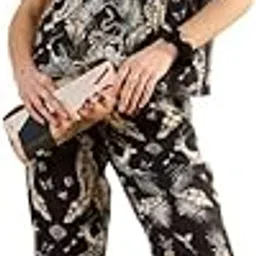say BlueColorPure Cotton Floral Round Neck Night Suit for Women-picture-28