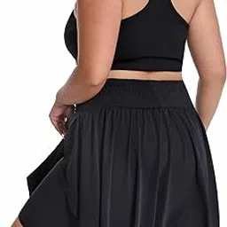 seawhisper 20" Knee Length Plus Size Skorts for Curvy Women Pleated Skirt Shorts High Waisted with Pockets-picture-23