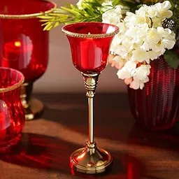 Pure Home and Living Aluminium Daria Votive Table Top Candle Holder (11 x 11 x 29 Centimeters, Red)-picture-14