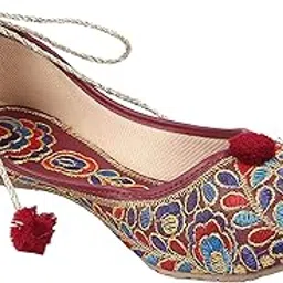 shree ol Women's Multicolour Synthetic Leather PVC Rajasthani Jaipuri Ethnic Belly Shoes Sandal -6 UK-picture-46