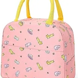 CROCKERY HUB Insulated Lunch Bag for Women Small Lunch Leakproof Bag for Office, Work, School, Picnic Beach, Office, Outdoor, Gymor Travel Orange Cat Lunch Bag-picture-10