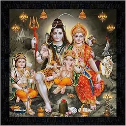 Generic Shankar Bhole Nath Parivar Poster, Multicolour, Religious, Medium (PNF-6399-12x12frame)-picture-67