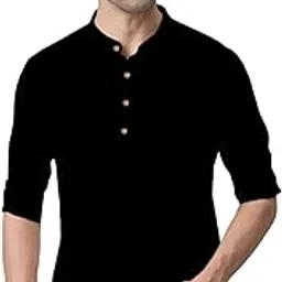 lenia Men's Slim Fit Full Sleeve Cotton Beige Color Short Kurta (LN01)-picture-15