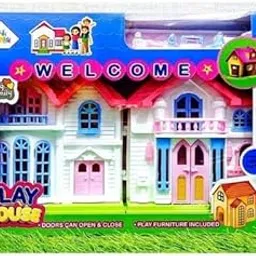 Play House Toy for Kids – Colorful Dollhouse with Openable Doors & Furniture | Pretend Play Set for Girls & Boys | Fun Educational Toy for 3+ Years image 1