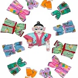 Krishna ji,Laddu Gopal Dress Cotton Summer Night Suit for Krishna Idol Ladoo Gopal Dress Pant Shirt (Combo-6) Size no-1 (Pack of 6)-picture-22