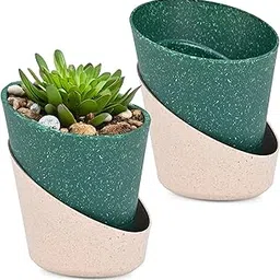 Eha Earth Friendly EcoBloom Self Watering Pots for Plants | 7 Inch, Set of 2 | Bamboo Based and UV Protected Planters | Pots for Indoor Plants | for Home Decor, Outdoor, Balcony & Garden | Fern-picture-67
