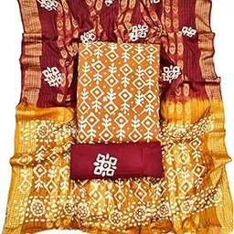 arenca Dress Material for Women Cotton Pure| Unstitched Suit set for Women| Churidar Material Set for Women| Handcrafted Batik Print| Complete with Bottom & Coordinated Dupatta|-picture-22