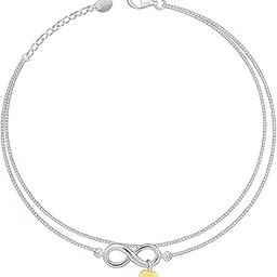 giva 925 Silver Dual Tone Forever Heart Anklet,Single | Gifts for Women and Girls | With Certificate of Authenticity and 925 Stamp | 6 Months Warranty*-picture-11