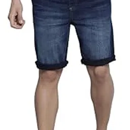 the indian garage co Men Regular Fit Solid Mid-Rise Denim Shorts-picture-11