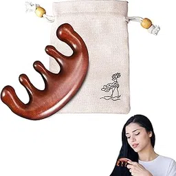 Sandalwood Wooden Scalp Massager Comb for Hair Growth | Natural Wood Wide Tooth Hair Massage Comb with Cotton Sack | Gua Sha Massage Comb for Scalp Head Neck Shoulders-picture-41