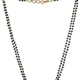 black beads mangalsutra SHORT 18" length with red beads and golden pendant for women one gram gold No.1122-image-9