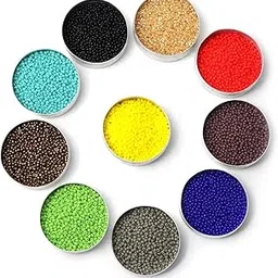 Embroiderymaterial Preciosa Glass Seed Beads for Jewelry Making, Bracelet Making, Bead Weaving, Embroidery & Crafts, Combo of 10 Vibrant Colors | 15/0 (1.5mm Size) 100 Grams/10 Gram Each Colors-picture-24
