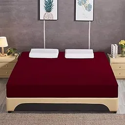 DREAM CARE Luxury Being Terry Cloth Fitted Mattress Protector 72x84 Inches King Size Bed | Waterproof Ultra Soft Mattress Cover | Hypoallergenic Bed Cover (Maroon_Pack of 1)-image-18