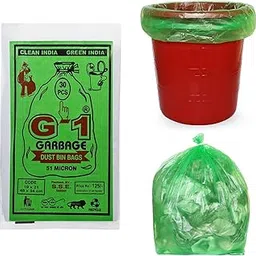 G 1 Trash Bags | Garbage Bags for Home | Kitchen Dry Waste | 19 X 21 Inch | Medium Size | Green Color | 300 Pieces | Pack of 10 | 30 Pcs in Each Pack | Disposable | Dustbin Covers-picture-16