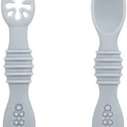 STARLIX 2 Pcs Silicone Baby Spoon Soft Teething Tip, Heat-Resistant, Lightweight, Easy-to-Hold, Durable & Flexible Design, Dishwasher Safe Easy-to-Clean (Grey)-picture-50