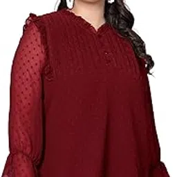 indietoga Women's Plus Size Embroidered Georgette Longline Tunic Tops with Lining (2XL to 7XL)-picture-57