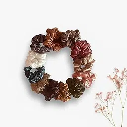 Luxury Satin Scrunchies for Women/girls | Pack of 12| Anti hair breakage, Hair Ties,Quality Tie Elastic,Multi Colour stain (Copper Shade)-picture-15