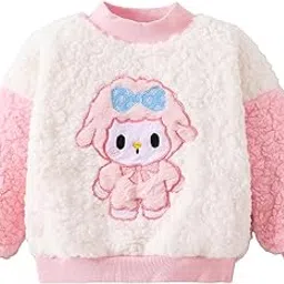 Hopscotch Girls Full Sleeves Pink Bunny Embroidered Sweatshirt-picture-30