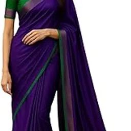 rabbaitul bait Women's Banarasi Kanjivaram Silk Blend Zari Patta Saree, Purple Sari with Green Blouse, Traditional Wedding Sadi-picture-25
