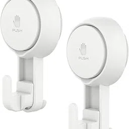 Nyarra Vacuum Suction Hooks,Wall Clips For Hanging Towel,Clothes,Kitchen Utensils,Drill-Free Installation,Removable & Reusable Wall Mounted Bathroom Hanger,Pack Of_2 (Thin Hooks [Nr-0554]) - Abs,White-image-22