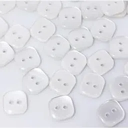 Bhavya Enterprises 50 Pcs. White Square Button, Resin Buttons, Shiny White Button, Two Holes Sewing Button, Square Shaped Button, Shirt Blouse Button, Small, 11mm.-picture-27