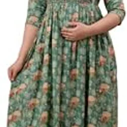 madfury Women's Cotton Anarkali Maternity Dress | Pregnancy Dress,Feeding Kurti,Easy Brest Feeding Dress, with Both Side Zipper and Belt-picture-37