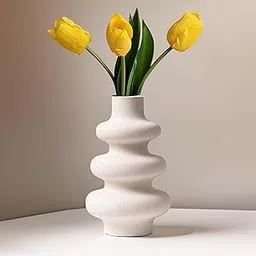 UBTKEY Ceramic Vases, White Vase Modern Matte Decorative Flower Vase for Home Centerpieces Living Decor, Off White Minimalist Nordic Boho Vase for Flower Bouquet, Pampas Grass (Large)-picture-40
