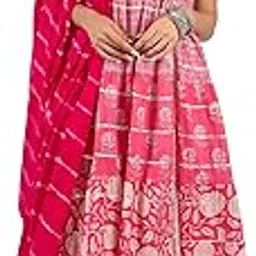 zlaata Grey Pink Floral Printed Sharara Set for Women | Cotton Fabric | Short Sleeve and Dupatta Attached | V Neck | Regular Fit Ethnic Sharara for Women | Pack of 1 image 1