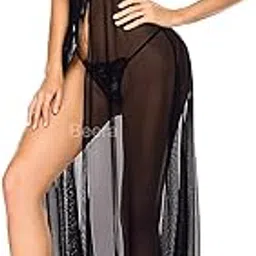 beera Women's Lace Floral Maxi Babydoll High Split Maxi-picture-13