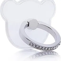 Swap-n-Snap Mobile Ring Grip | Teddy Bear-Shaped Transparent Sticker | Bling Crystal Design for Stylish Phone Grip & Stand-picture-21