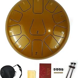 Essenza 11 Notes 8 Inch Gold Alloy Steel Tongue Drum - Perfect Percussion Musical Instrument for Kids and Adults - Handpan Drum for Meditation, Yoga - Includes Mallets, Finger Picks & Travel Bag-picture-28
