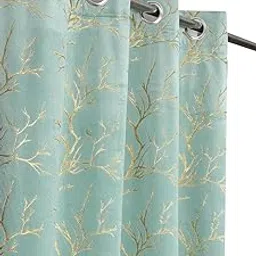 Homefab India Velvet Curtains Room Darkening - Door 7 feet, Pack of 2 Panels, Aqua Island-picture-27