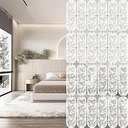 OLIVE TREE Room Partitions Hanging Room DIY Divider Panel Modern Hanging Screen Partition for Decorating Bedding, Dining, Study and Sitting Living -Room, Hotel -White-8102-picture-20