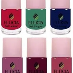 Ellicia Nail Polish is a premium, long-lasting nail paint with a glossy finish | This quick-dry, chip-resistant formula ensures smooth application and vibrant color | Ideal for parties, and festive Pack of 6 (Multicolor 7)-image-16