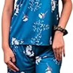 untamed Women's Satin Night Suit Set | Soft Printed Nightwear Cami Top and Pajama Pant | Lightweight Sleepwear for Women & Girls-picture-38