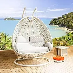 2 Seater Hanging White Swing with Polyster Cushion with Stand for Kid's & Adults, Home, Balcony, with Free Hanging Accessories (200 Kgs)-picture-25